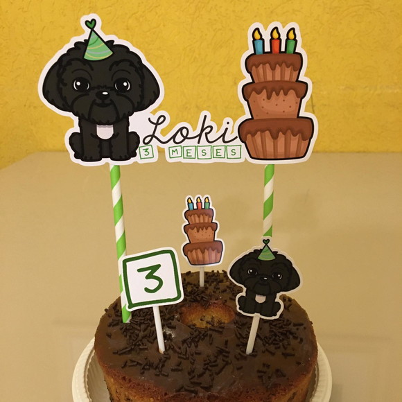 Topo Bolo Shih-tzu Preto - Imagem 3