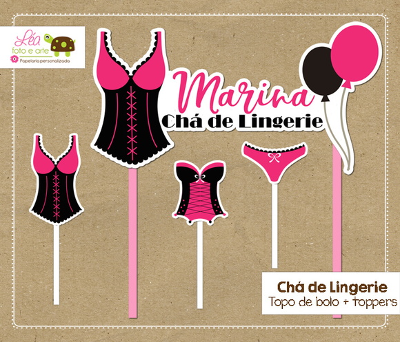 Topo de Bolo Chá de Lingerie
