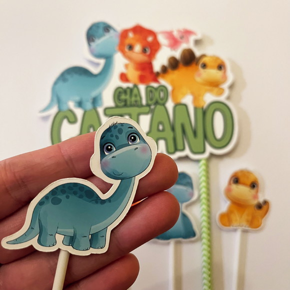 Topo de Bolo Dinossauros Fofos - Imagem 2