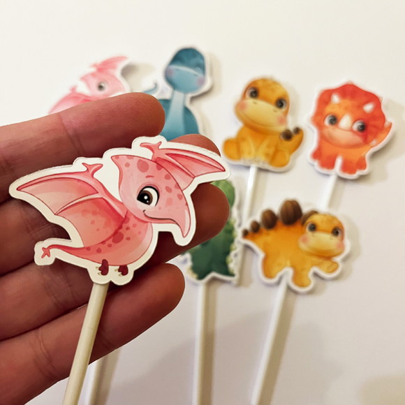 Topo de Bolo Dinossauros Fofos - Imagem 5