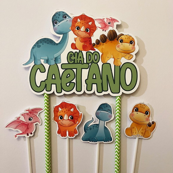 Topo de Bolo Dinossauros Fofos