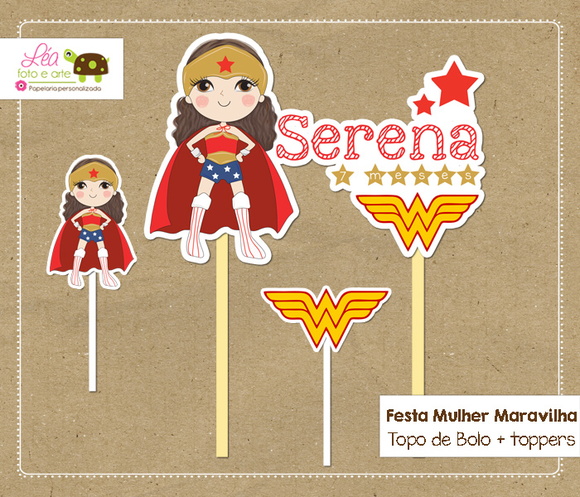 Topo de Bolo Festa Mulher Maravilha