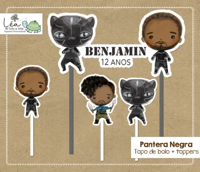 Topo de Bolo Festa Pantera Negra