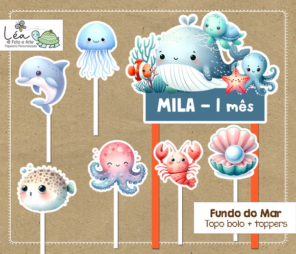 Topo de Bolo Fundo do Mar