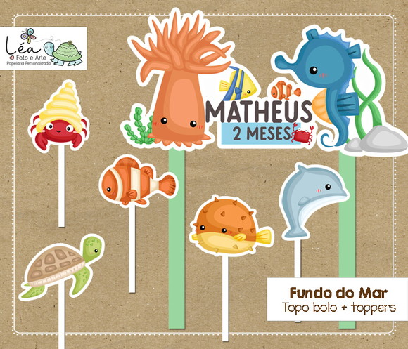 Topo de Bolo Fundo do Mar