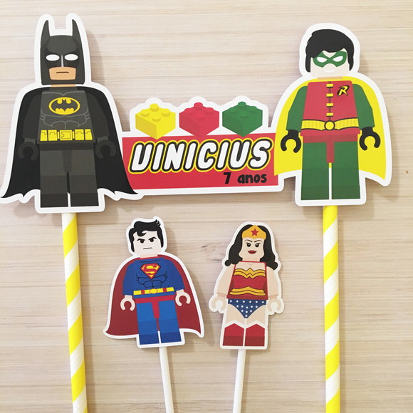 Topo de Bolo Lego Super Heróis