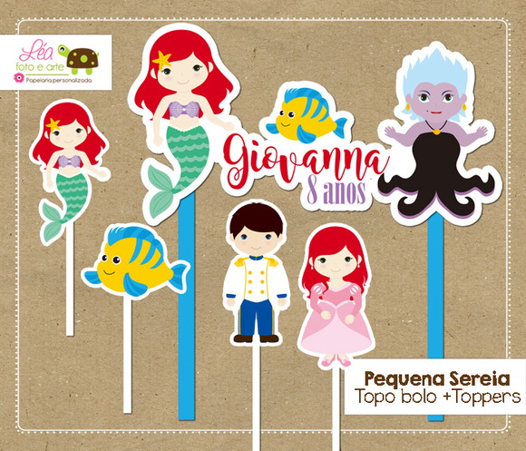 Topo de Bolo Pequena Sereia