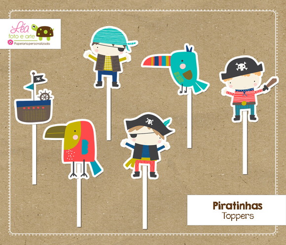 Topo de Bolo Piratinhas - Imagem 3