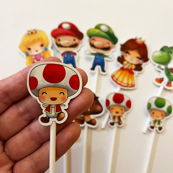 Topo de Bolo Super Mario e Princesa Peach - Imagem 4