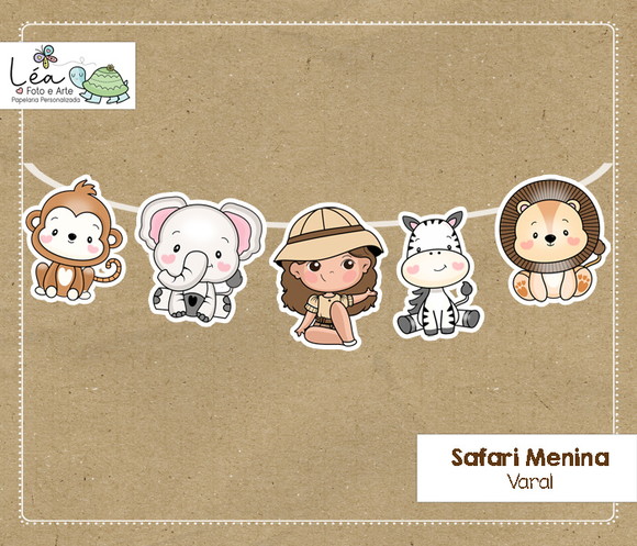 Varal Decorativo Festa Safari Menina