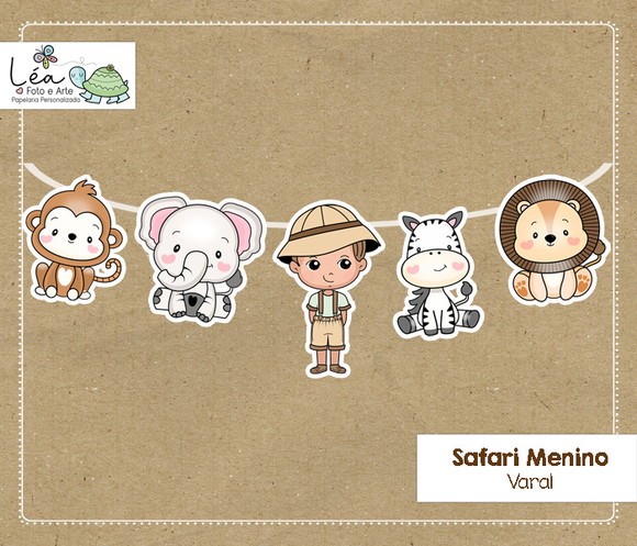 Varal Decorativo Festa Safari Menino