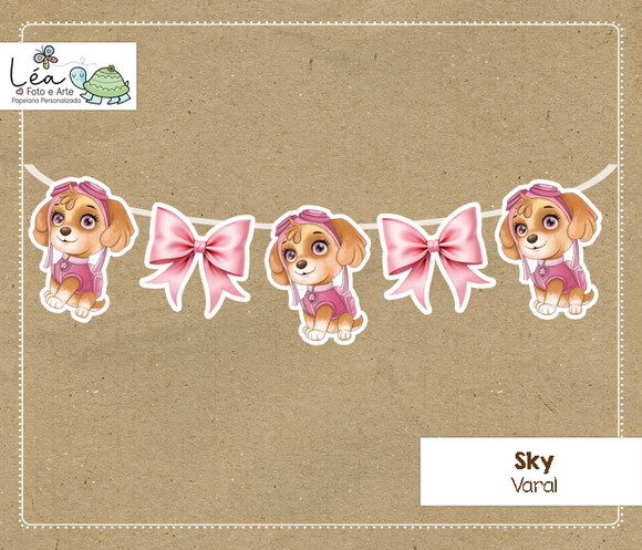 Varal Decorativo Festa Skye Patrulha Canina