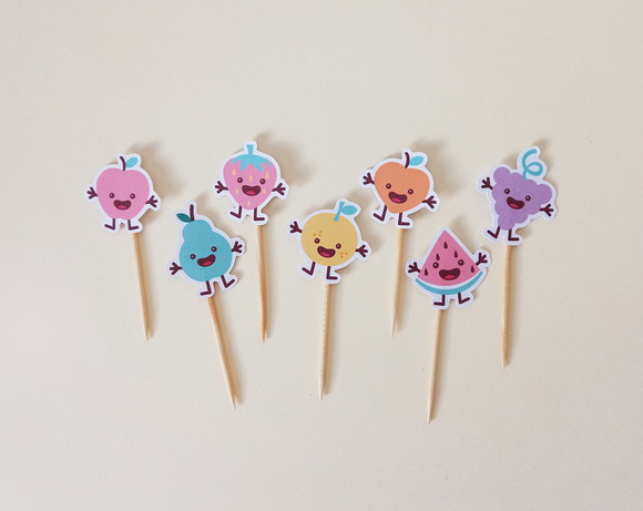 Mini Toppers Frutinhas Divertidas Candy Colors