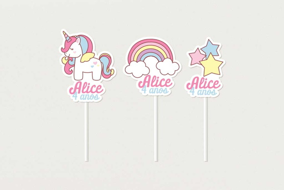 Topper Unicórnio Personalizado