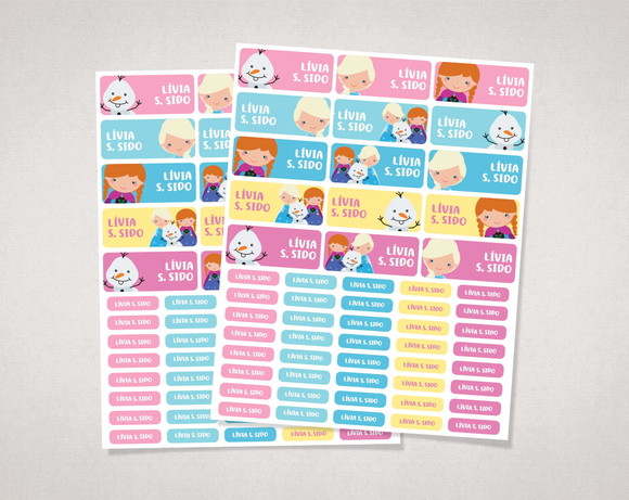 Etiquetas Escolares Frozen em Vinil