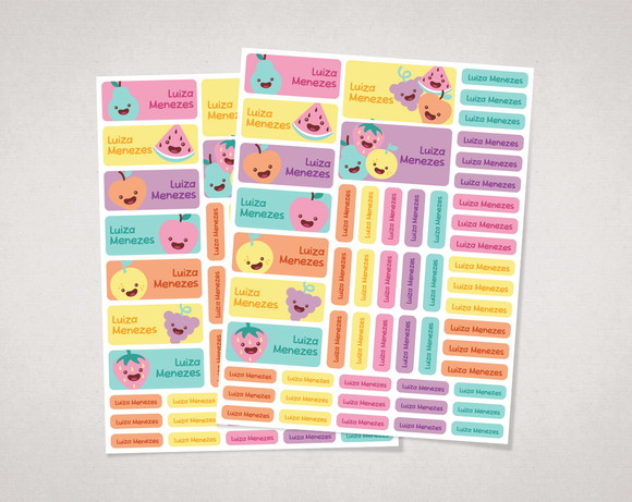 Etiquetas Escolares Frutinhas Candy Colors em Vinil