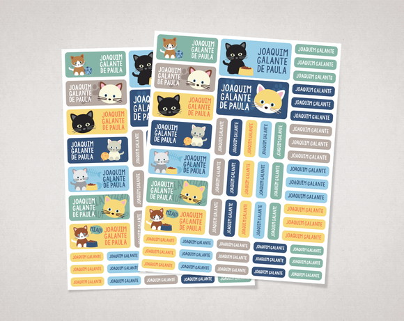 Etiquetas Escolares Gatinho em Vinil