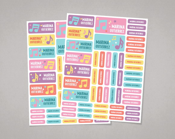Etiquetas Escolares Notas Musicais Candy Color Adesivo Comum