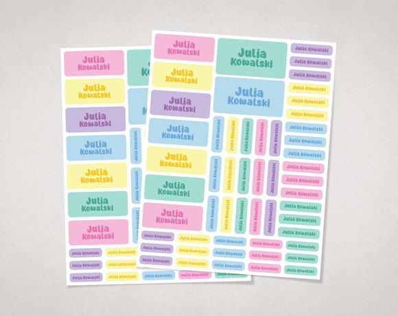 Etiquetas Escolares sem Tema Candy Colors em Vinil