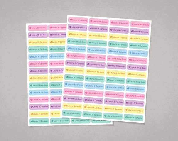 Etiquetas Lápis Coração Candy Colors Adesivo Comum