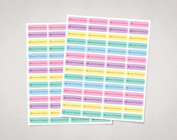 Etiquetas Lápis Coração Candy Colors Vinil Adesivo
