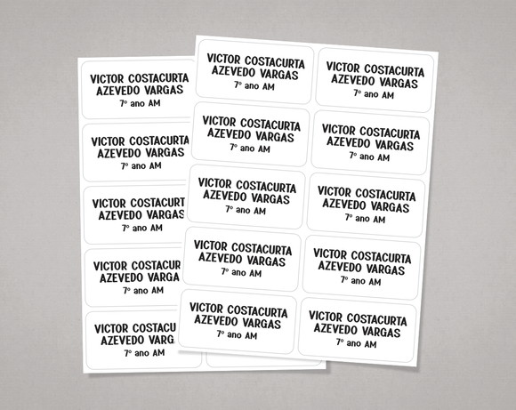Etiquetas Material Escolar Brancas sem Tema em Adesivo Comum