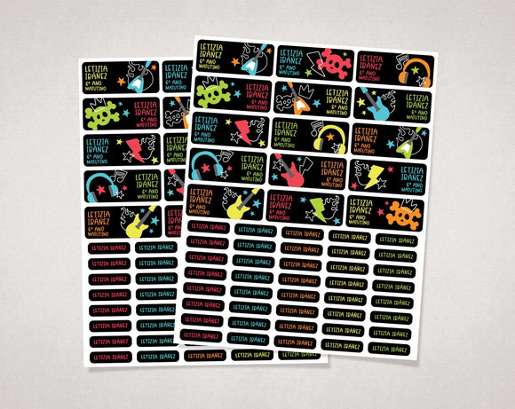 Etiquetas Material Escolar Rock And Roll em Vinil