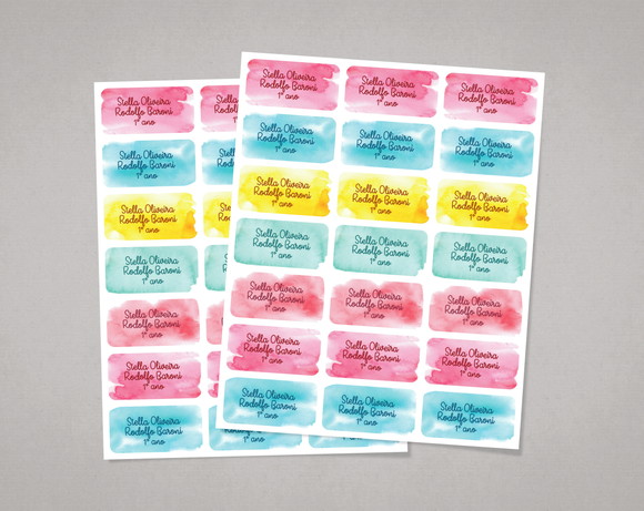 Etiquetas para Cadernos Aquarela em Adesivo Comum