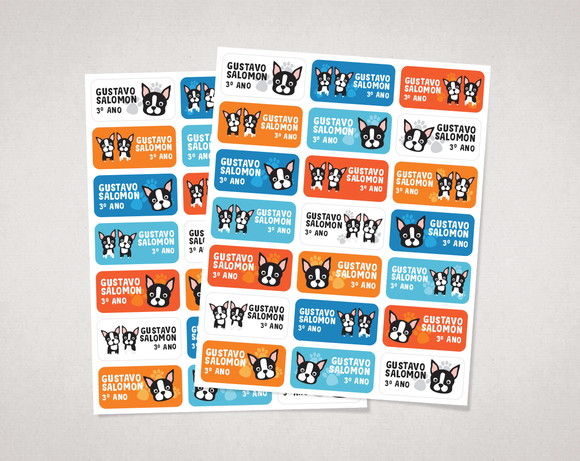 Etiquetas para Cadernos e Livros Boston Terrier 2 em Vinil