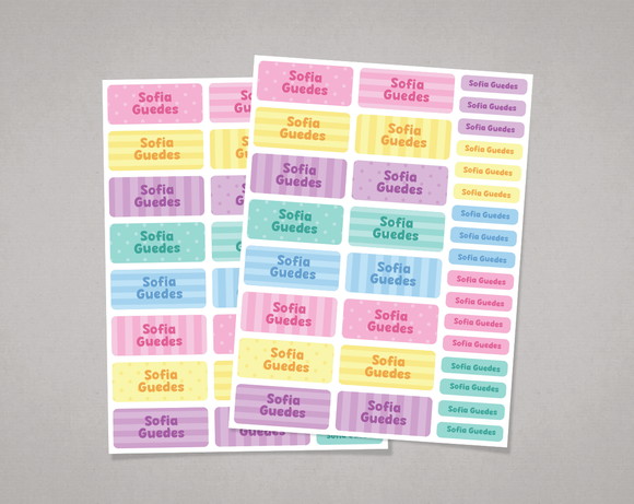 Etiquetas para Material Candy Colors Estampada Adesivo Comum
