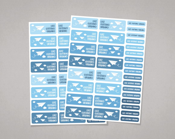 Etiquetas para Material Escolar Avião de Papel Adesivo Comum