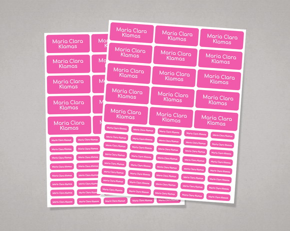 Etiquetas para Material Escolar Pink sem Tema Adesivo Comum