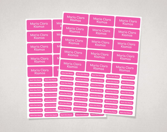 Etiquetas para Material Escolar Pink sem Tema em Vinil