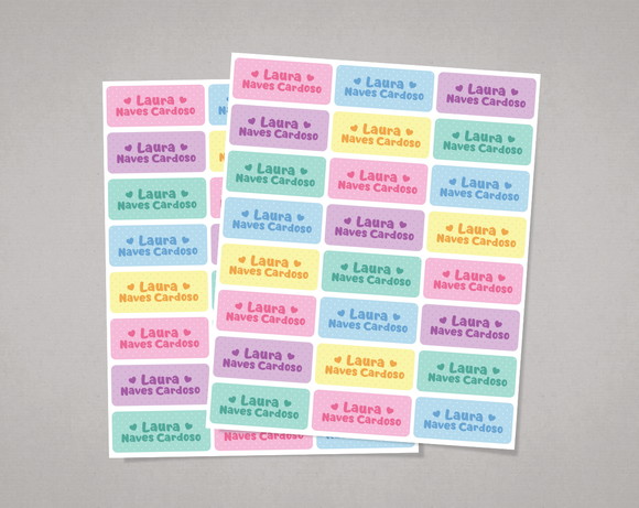Etiquetas Personalizadas Coração Candy Colors Adesivo Comum