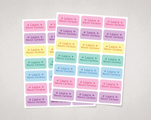 Etiquetas Personalizadas Corações Candy Colors Vinil
