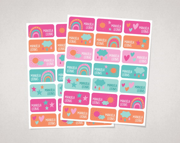 Etiquetas Personalizadas para Caderno Arco-íris Boho Vinil