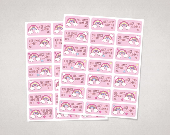 Etiquetas Personalizadas para Caderno Arco-íris Vinil