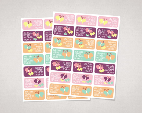 Etiquetas Personalizadas para Caderno Borboletas Vinil