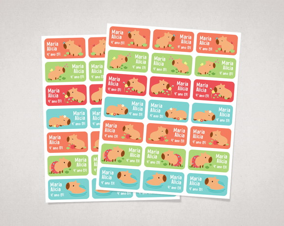 Etiquetas Personalizadas para Caderno Capivara Vinil