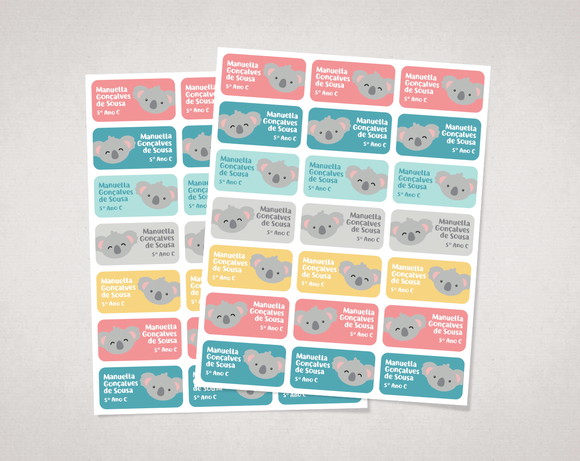 Etiquetas Personalizadas para Caderno Coala Vinil