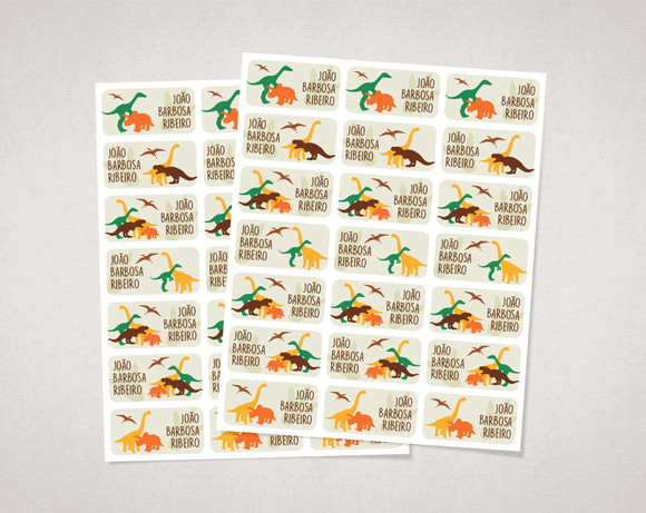 Etiquetas Personalizadas para Caderno Dinossauros Vinil