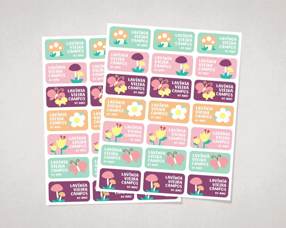 Etiquetas Personalizadas para Caderno Jardim Vinil