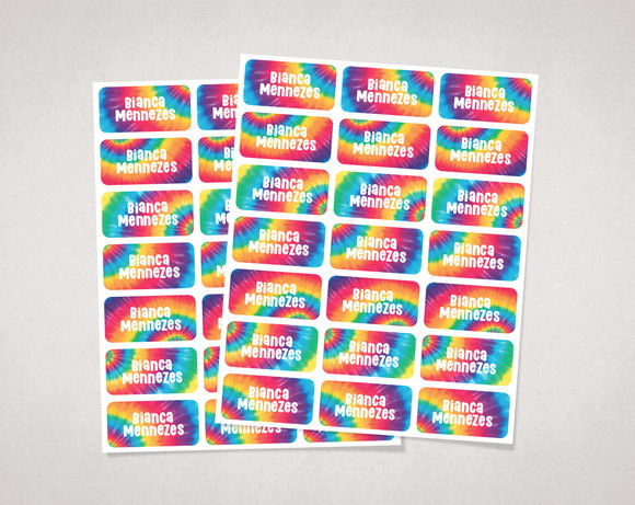 Etiquetas Personalizadas sem Tema Tie-dye Vinil