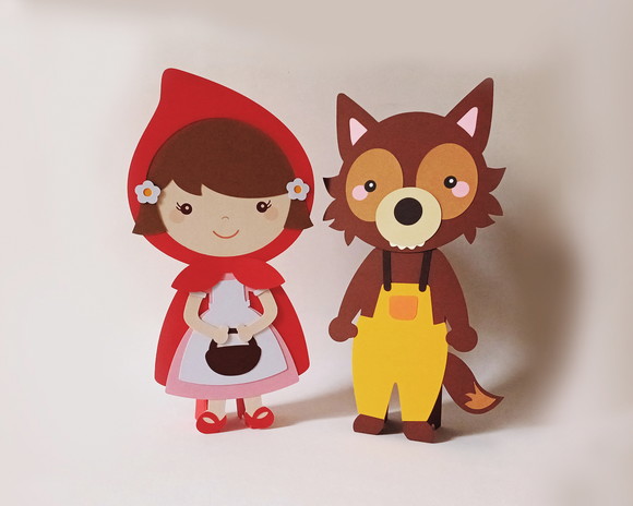Kit com 2 Displays de Mesa Chapeuzinho Vermelho e Lobo Mau