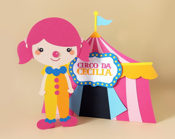 Kit com 2 Displays de Mesa Palhacinha e Tenda Circo