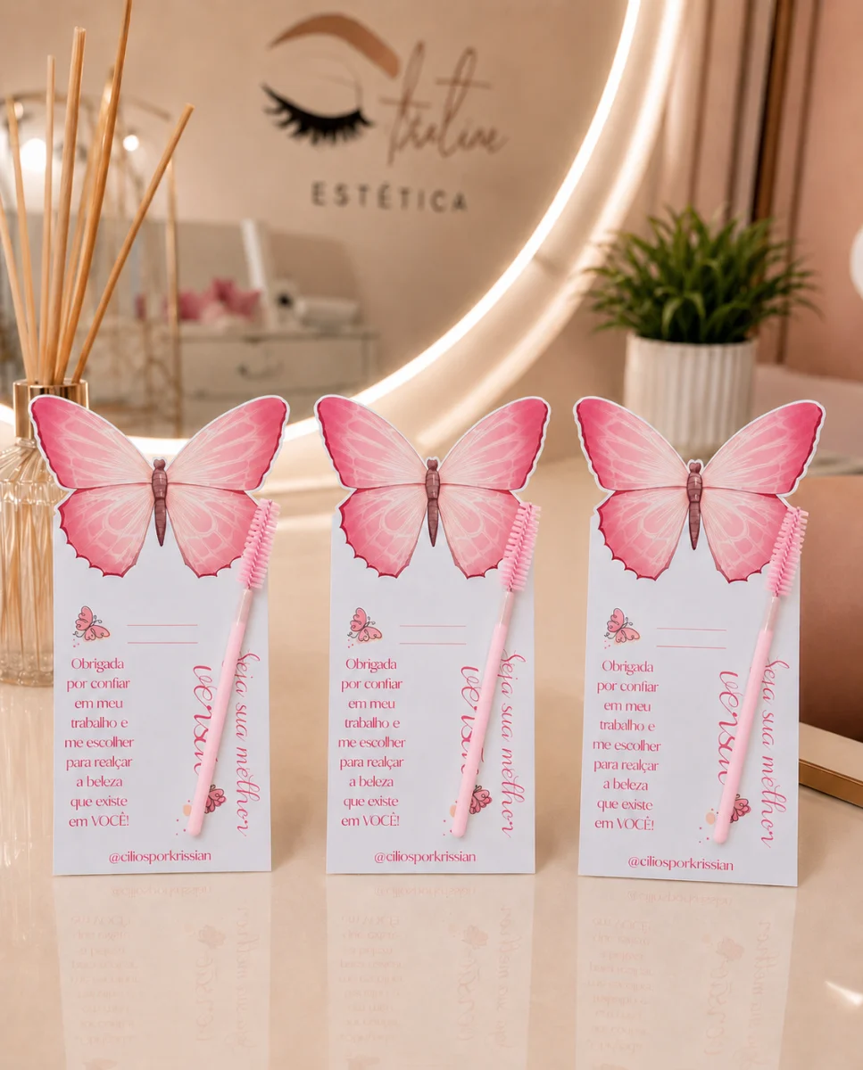 Arquivo Digital Cartão porta Escovinha Cílios Rosa Bebê - Imagem 2
