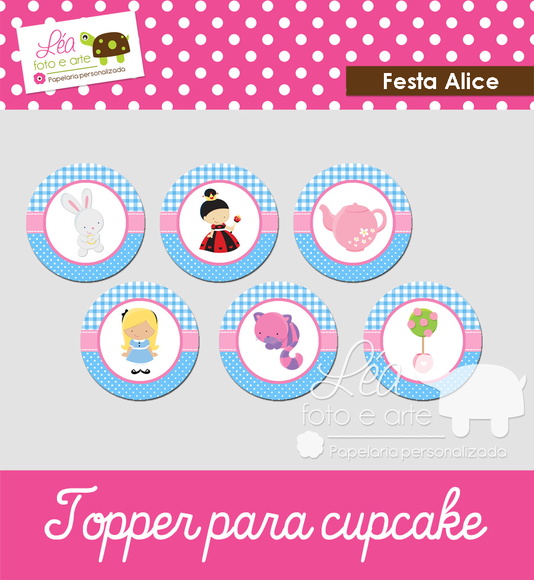 Topper Cupcake - Festa Alice