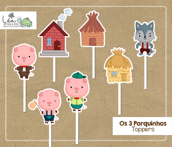 Topper Festa 3 Porquinhos