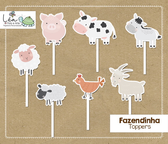 Topper Festa Animais da Fazendinha