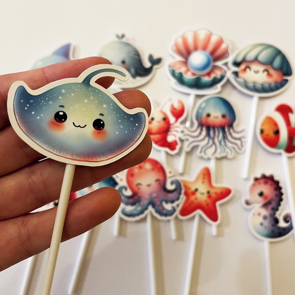Topper para Docinhos Festa Fundo do Mar - Imagem 2
